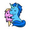 Shicala (Blue Unicorn with a Unicorn plushie)